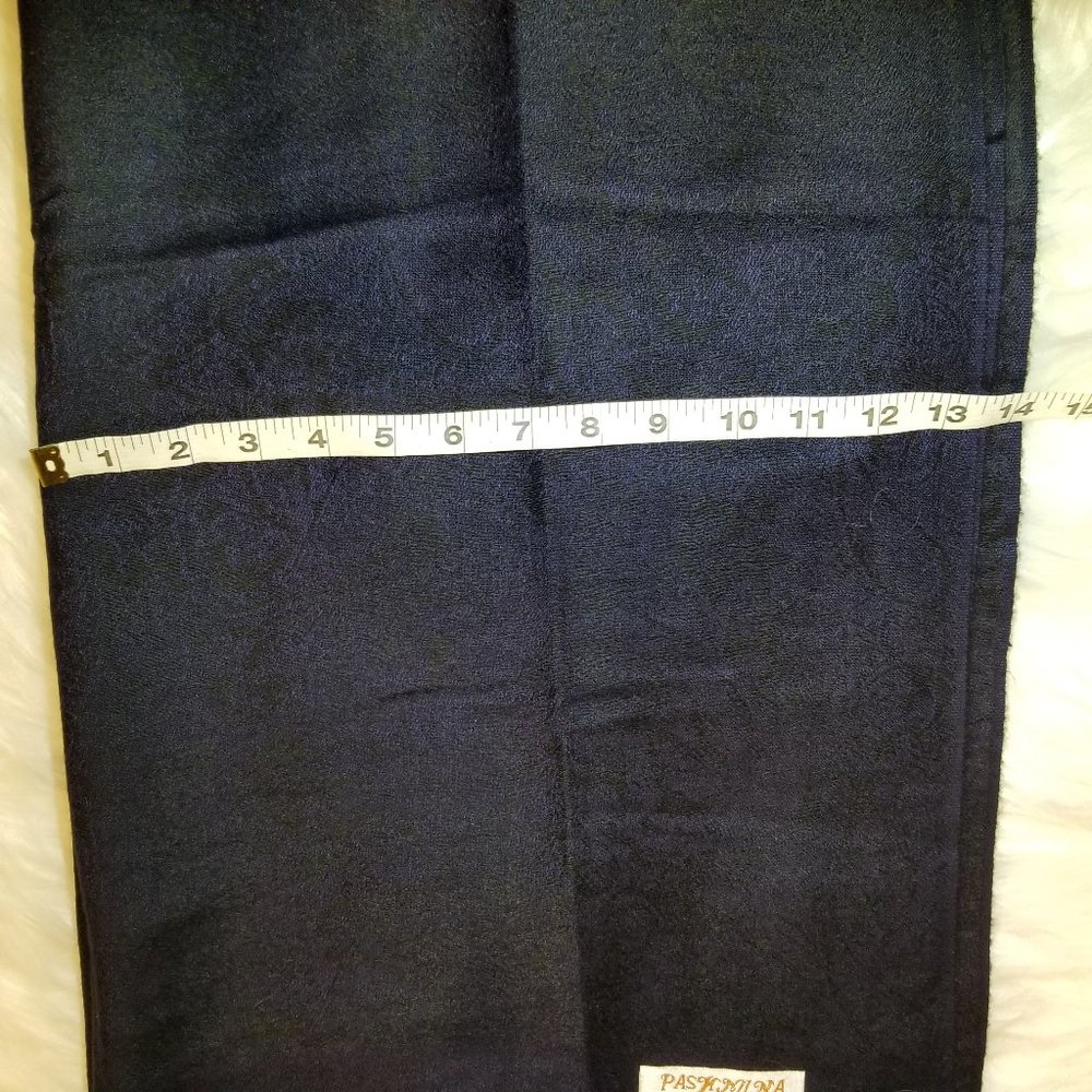 Pashmina Silk Blend Paisley Jacquard Dark Blue/Black | Elegant Shawl - Picture 10 of 16